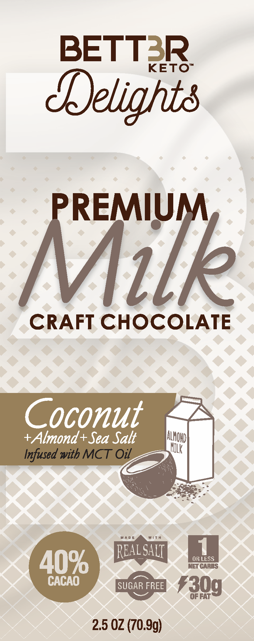 Premium Keto Milk Chocolate Bar Sampler Pack - 5 Bars - Keto Diet Done Better