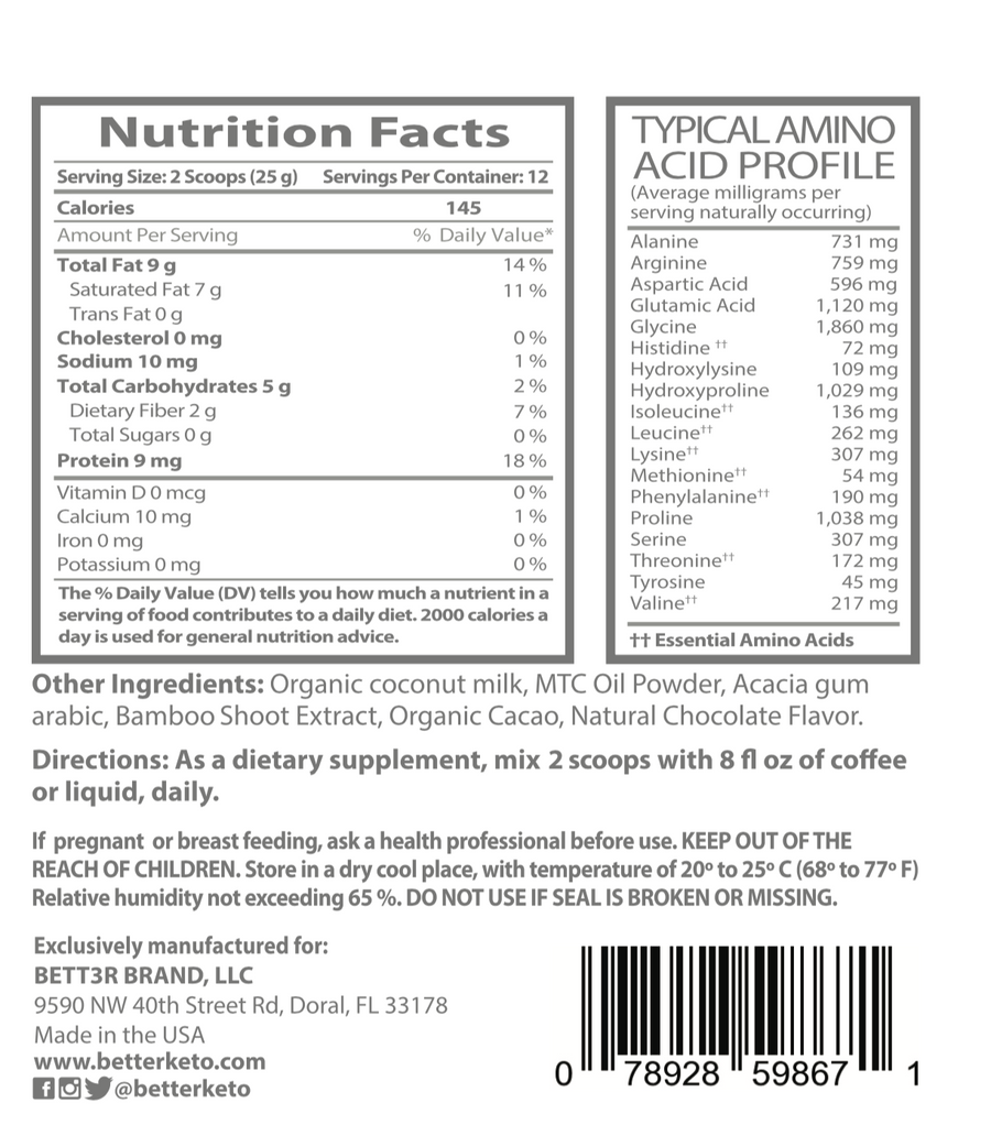 Cacao Keto Collagen Creamer with MCT Oil - Keto Diet Done Better