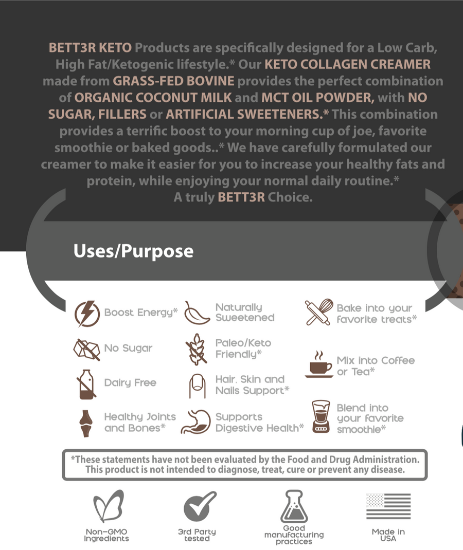 Cacao Keto Collagen Creamer with MCT Oil - Keto Diet Done Better