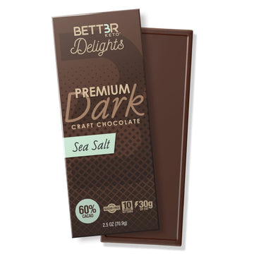 Keto Dark Chocolate Bar 60% Cacao - Sea Salt 2.5 oz - Keto Diet Done Better