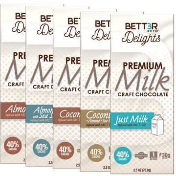 Premium Keto Milk Chocolate Bar Sampler Pack - 5 Bars - Keto Diet Done Better